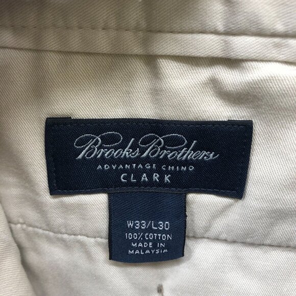 Brooks Brothers Advantage Chino Clark Pants Mens W33/L30 Classic Fit 100% Cotton - Picture 3 of 9